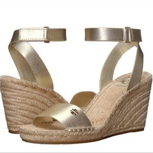 Tory Burch Bima 2 Wedge Espadrille Sandals in Gold